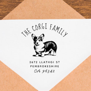 Tampons Encreurs Cute Pembroke Corgi Nom de famille Adresse de reto