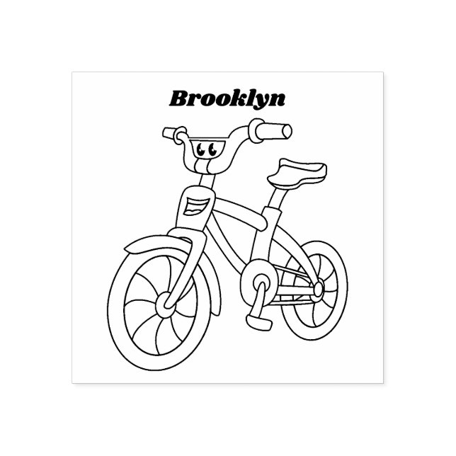 Tampons Encreurs Cute pink kids bicycle cartoon illustration (Impression)