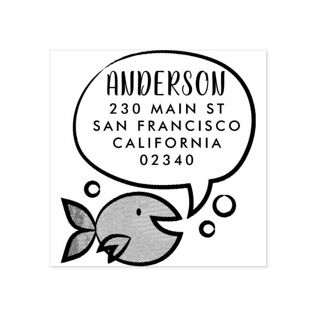 Tampons Encreurs Cute Poisson Discours Bubble Nom de famille Adress (Impression)