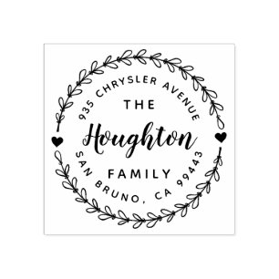Tampons Encreurs Cute Rustic Wreath & Hand Lettré Script Adresse
