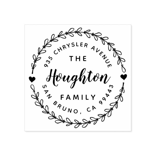 Tampons Encreurs Cute Rustic Wreath & Hand Lettré Script Adresse (Impression)