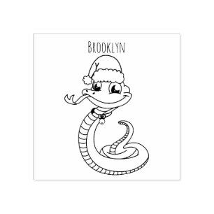 Tampons Encreurs Cute serpent vert avec chapeau santa dessin animé