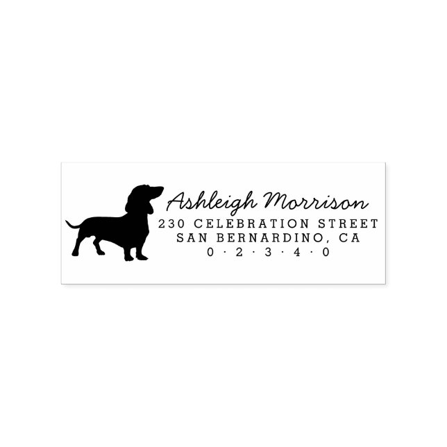 Tampons Encreurs Dachshund Chien Silhouette Adresse de retour perso (Impression)