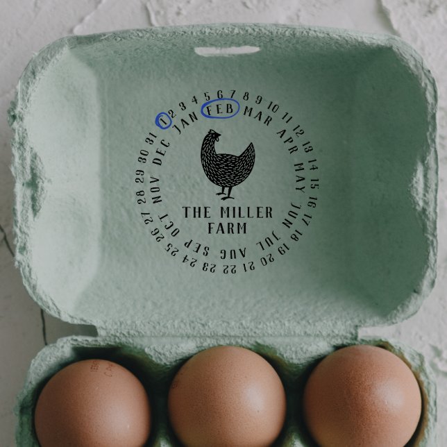 Tampons Encreurs Date Moderne Du Mois Oeufs Frais Poulet (Rubber Stamp Mock-up)