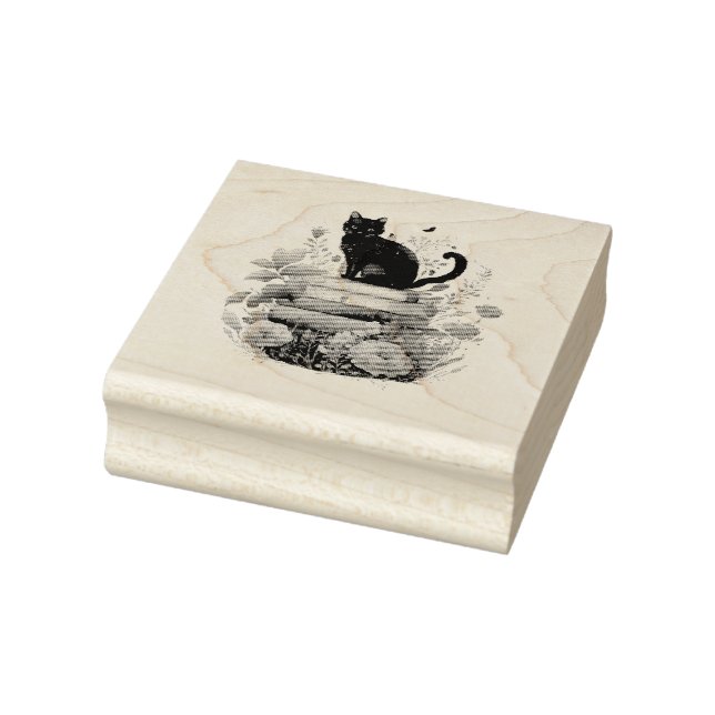 Tampons Encreurs De beaux livres de fleurs et un chat (Tampon)
