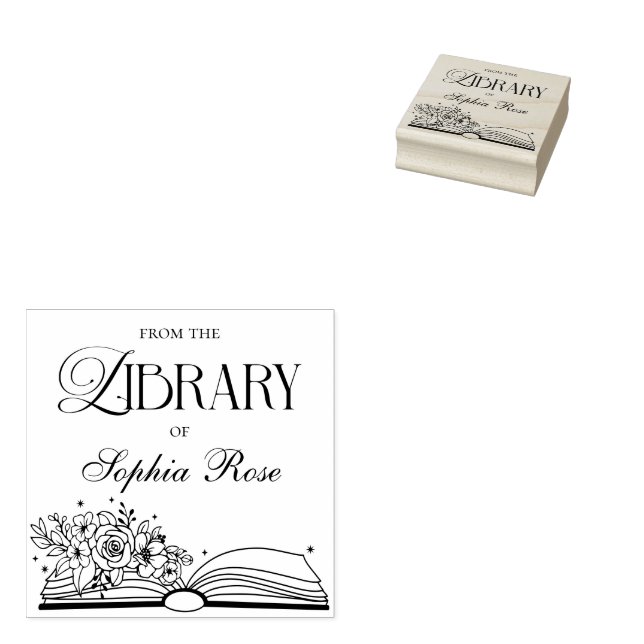 Tampons Encreurs De La Bibliothèque Du Livre Personnalisé Moderne (Tamponné)
