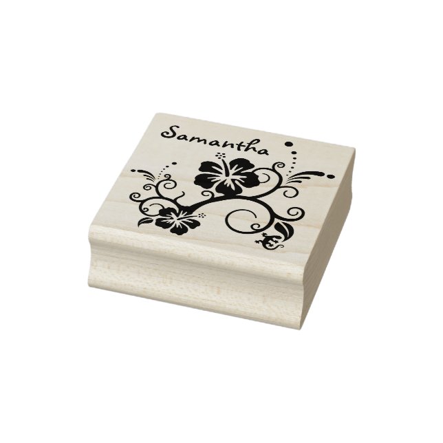 Tampons Encreurs Décor Hibiscus avec Gecko + votre arrière - plan (Tampon)