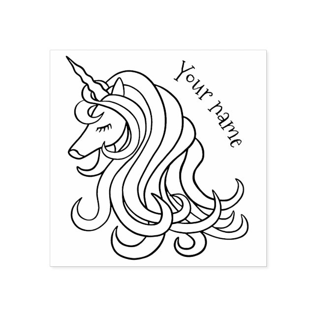 Tampons Encreurs Design de licorne de fille avec votre nom (Impression)