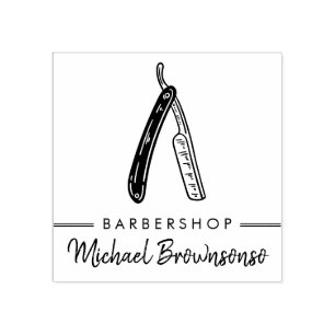 Tampons Encreurs Dessin Logo Rasoir Coiffeur Homme Barbershop Potea
