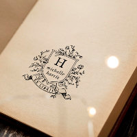 Dessin vintage Monogramme Ex Bibliothèques Nom Liv