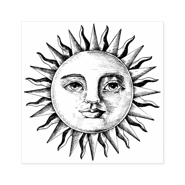 Tampons Encreurs Dessin vintage Sun Face (Impression)