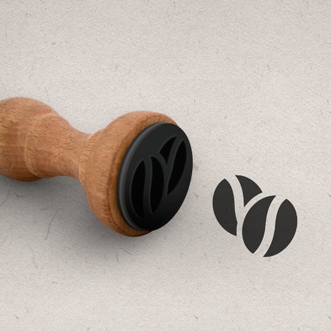 Tampons Encreurs DEUX HARICOTS de café pour carte de fidélité Punch (Rubber stamp with pair of coffee beans image for cafeteria, coffee shop, restaurant loyalty cards)