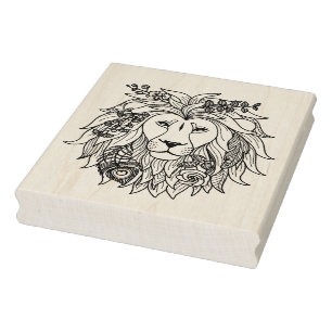 Tampons Encreurs Doodle Lion Et Fleurs
