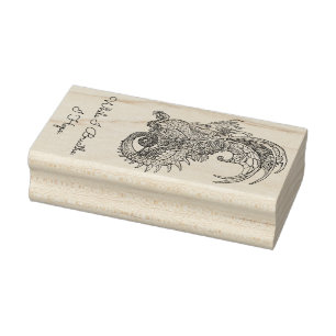 Tampons Encreurs Dragon de style Art Nouveau avec devise latine
