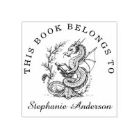 Dragon Lecture d'une bibliothèque de livres Timbre