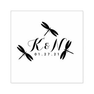 Tampons Encreurs Dragonflies Logo initial Mariage Timbre en caoutch