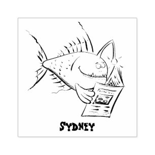 Tampons Encreurs Drôle caricature de poisson de pêcheur