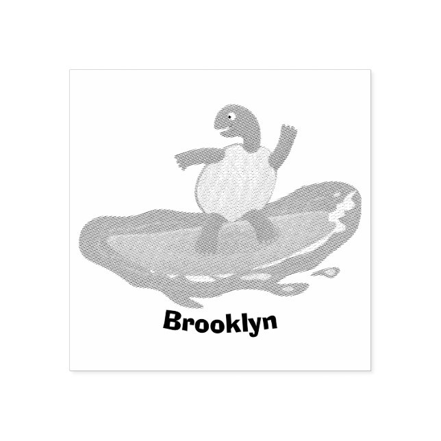 Tampons Encreurs Drôle tortue vague de surf dessin animé (Impression)