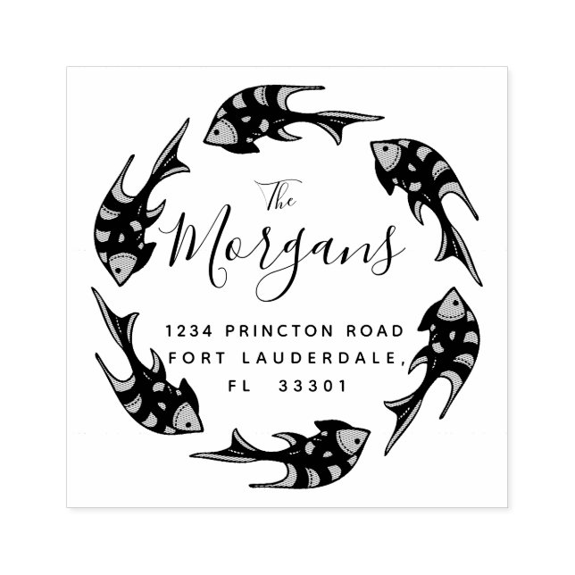 Tampons Encreurs Élégance océanique | Timbre d'adresse de retour (Impression)