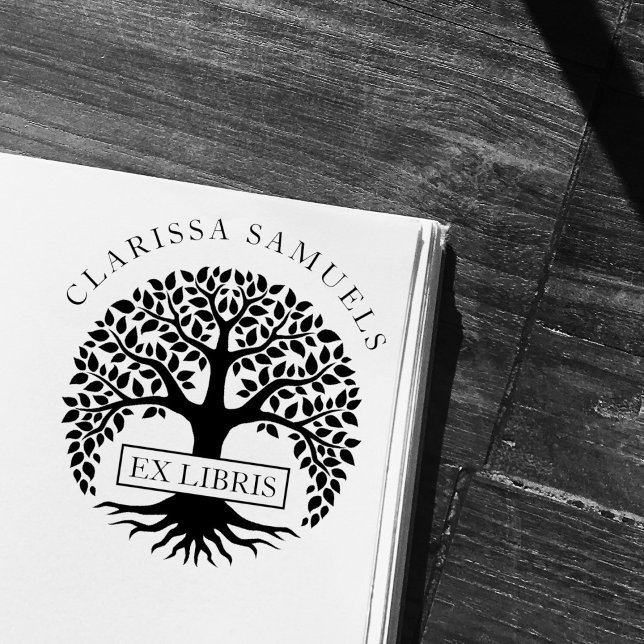 Tampons Encreurs Elégant Arbre Arrondi Nom personnalisé Ex Libris (Créateur téléchargé)