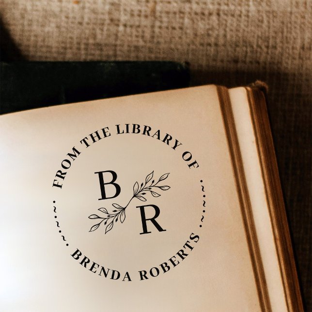Tampons Encreurs Élégant Botanique Arrondi Initiales Bibliothèque P (Créateur téléchargé)