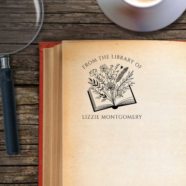 Tampons Encreurs Élégant Botanique De La Bibliothèque De Personnali (Créateur téléchargé)