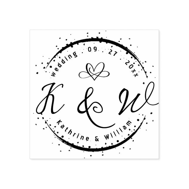 TAMPONS ENCREURS ÉLÉGANT CERCLE PERSONNALISÉ COEUR CUTE ÉLÉGANT MAR (Impression)