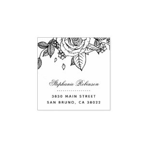 Tampons Encreurs Elegant Chic Rose Bouquet Mariage Adresse de retou