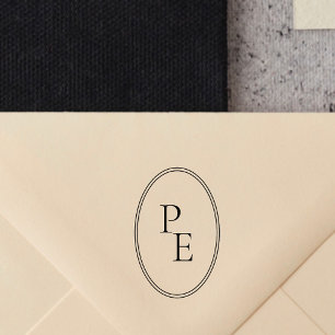 Tampons Encreurs Elégant Emblème Double Oval Luxe Moderne Monogramm