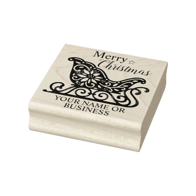 Tampons Encreurs Élégant Filigree Père Noël Sleigh Nom personnalisé (Tampon)