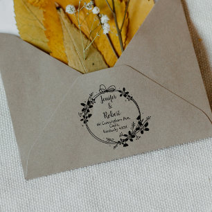 Tampons Encreurs Élégant Floral Adresse de retour Couple