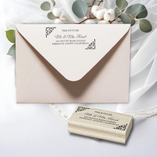 Tampons Encreurs Elegant Gold Filigree, Mariage Adresse de retour