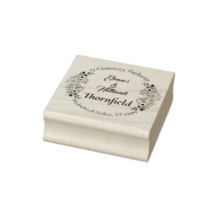 Tampons Encreurs Élégant Gothique Floral Round Return Adresse Maria