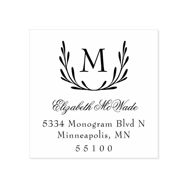 Tampons Encreurs Elegant Laurel Wreath Return Adresse (Impression)