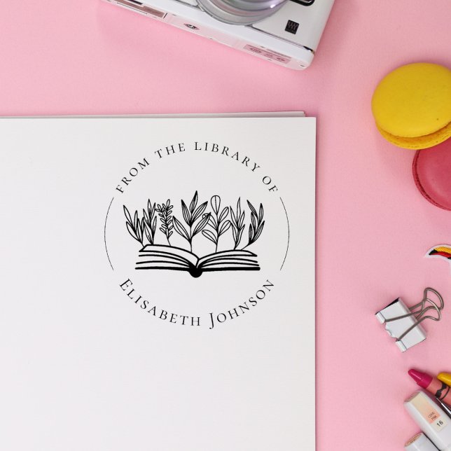 Tampons Encreurs Élégant Livre Botanique Personnalisé De La Bibliot (Créateur téléchargé)