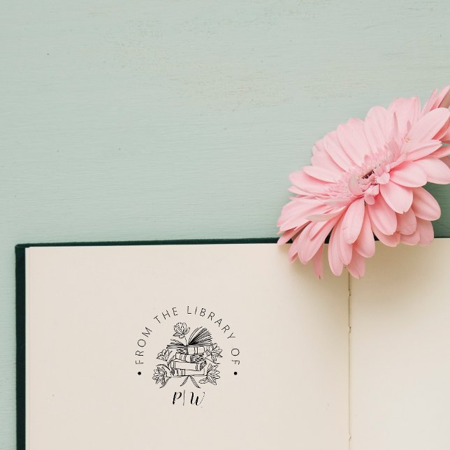 Tampons Encreurs Élégant livre de bibliothèque dessiné à la main In (Créateur téléchargé)