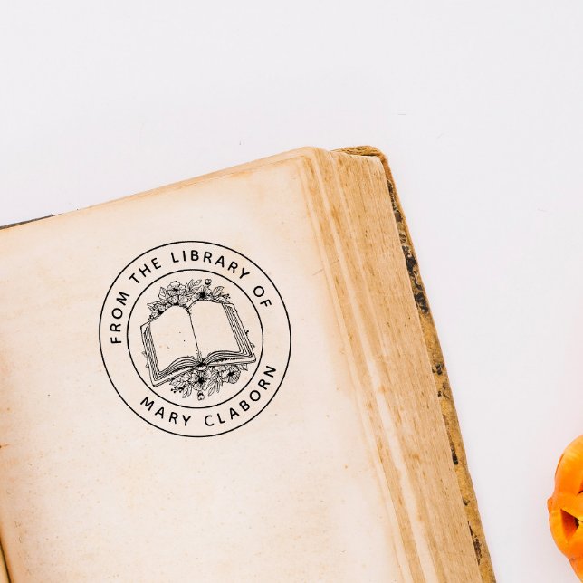 Tampons Encreurs Élégant Livre De Fleurs Classiques De La Bibliothè (Créateur téléchargé)