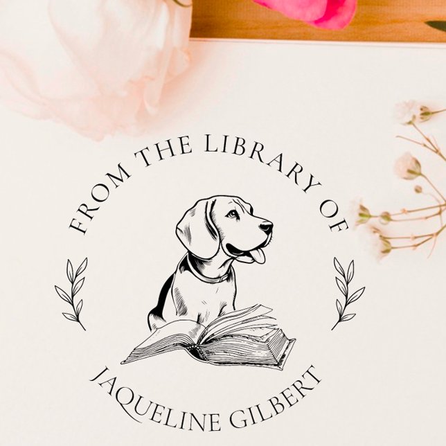Tampons Encreurs Élégant livre de la bibliothèque de | Chien dessin (Créateur téléchargé)
