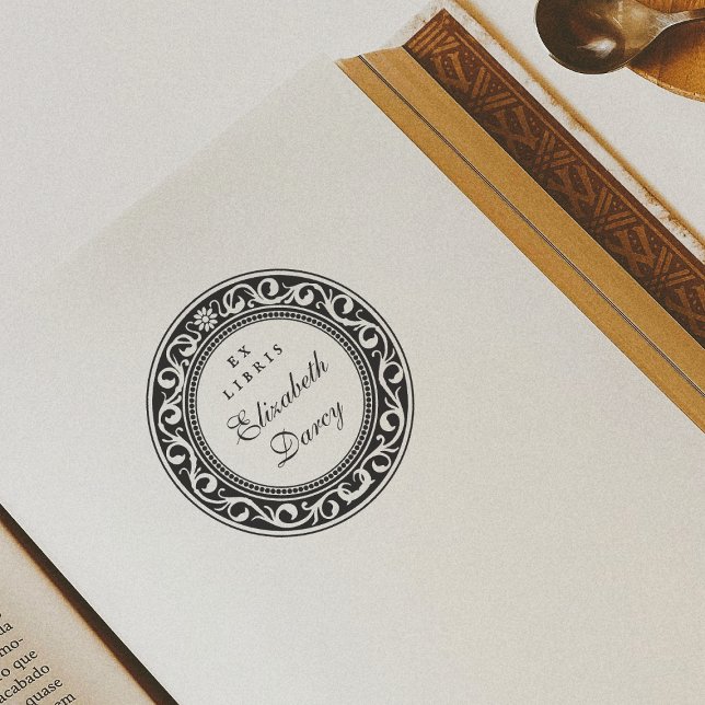 Tampons Encreurs Élégant livre Vintage Ornate Round Ex Libris (Rubber Stamp Mock-up)