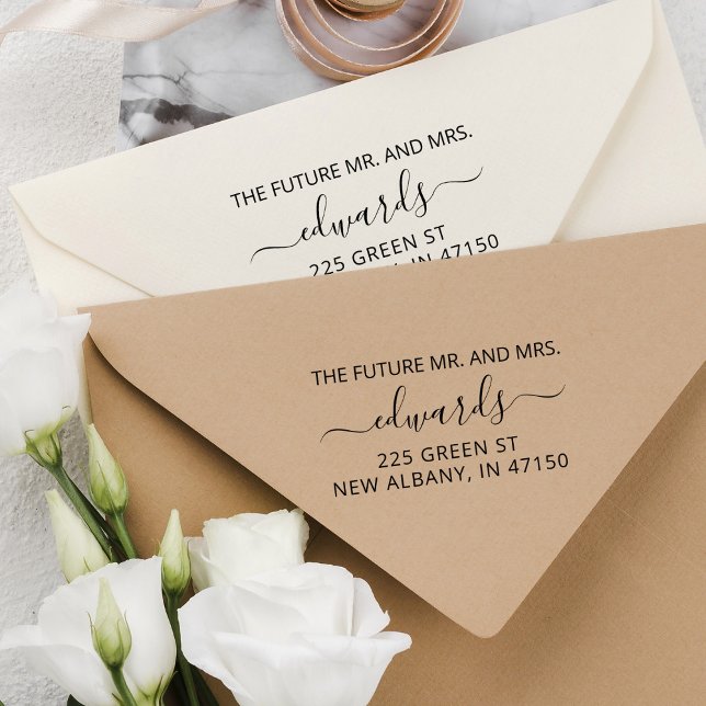 Tampons Encreurs Élégant mariage Retour Adresse Futur M. et Mme (Créateur téléchargé)