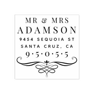 Tampons Encreurs Elegant Marié Couple Mr & Mrs Adresse de retour
