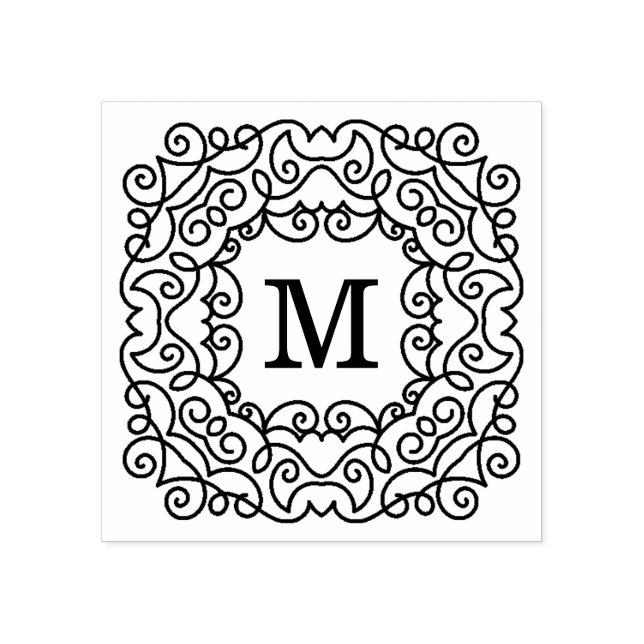 Tampons Encreurs Élégant Monogramme de cadre d'organisation (Impression)