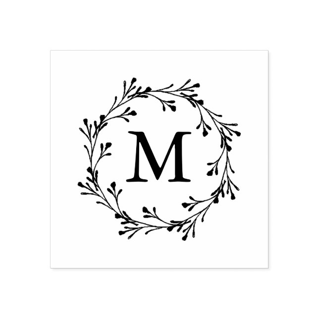 Tampons Encreurs Élégant monogramme de couronne florale (Impression)