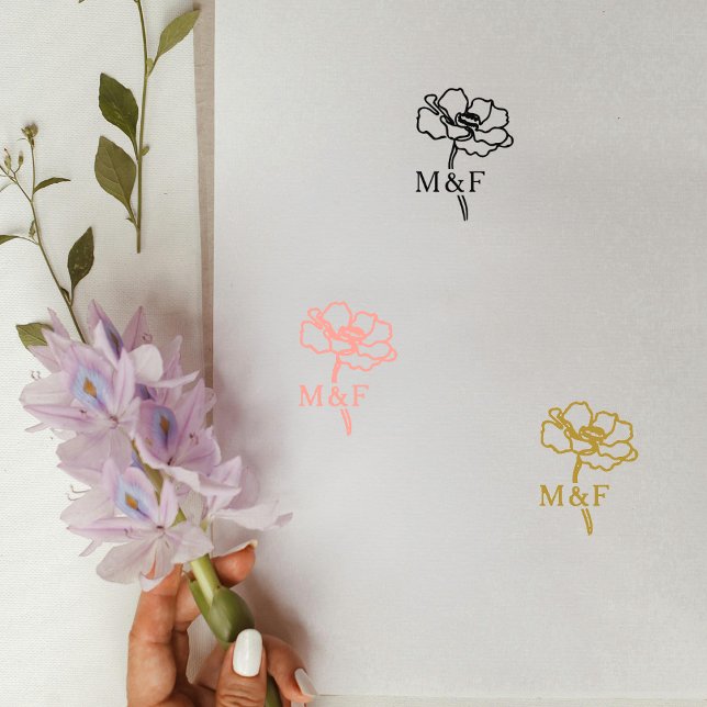 Tampons Encreurs Élégant Monogramme Fleur, Mariage (Créateur téléchargé)