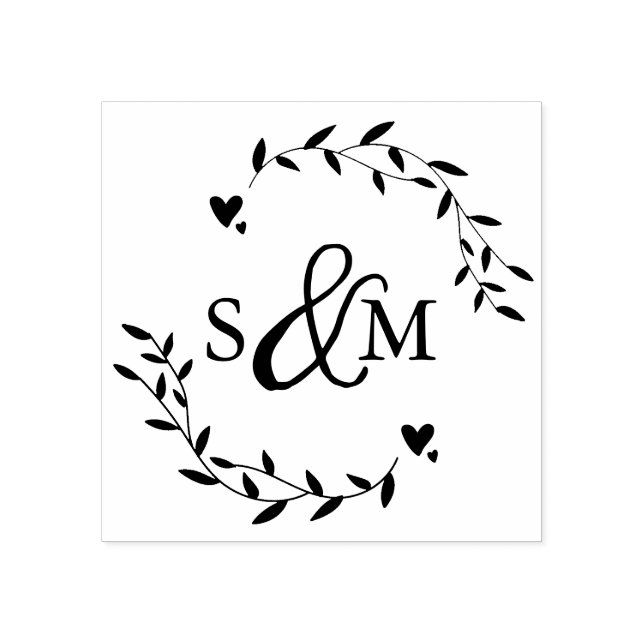 Tampons Encreurs Élégant Monogramme Mariage Floral (Impression)