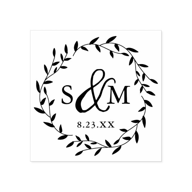 Tampons Encreurs Élégant Monogramme Mariage Floral (Impression)