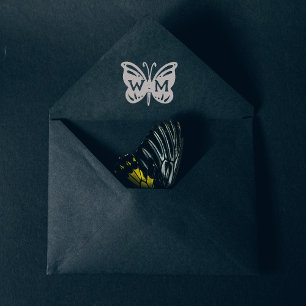 Tampons Encreurs Élégant monogramme papillon, Mariage