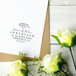 Tampons Encreurs Élégant Nom Floral Couples Adresse de retour