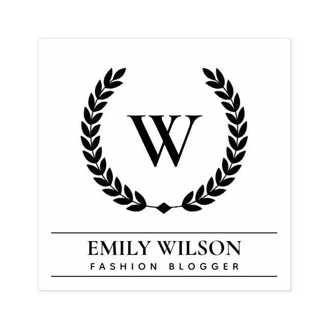 TAMPONS ENCREURS ÉLÉGANT OR FLORAL LAUREL WREATING MONOGRAM INITIAL (Impression)