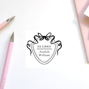 Tampons Encreurs Élégant Ribbon Crest Vintage Ex Libris Livre